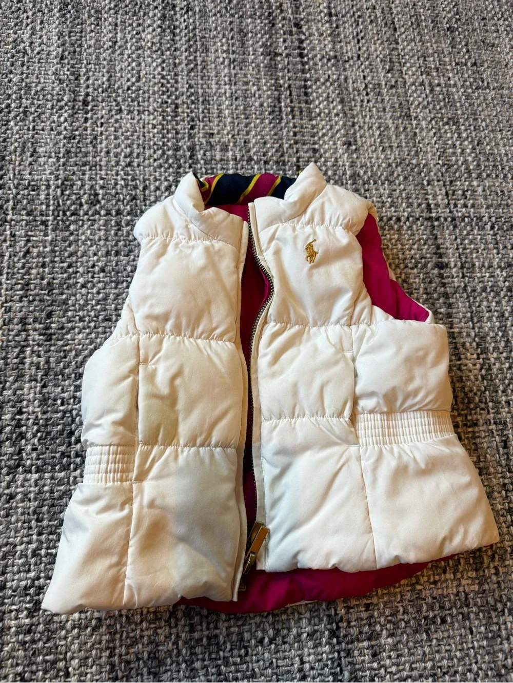 Ralph Lauren Reversible Quilted Puffer Vest with Navy Trim